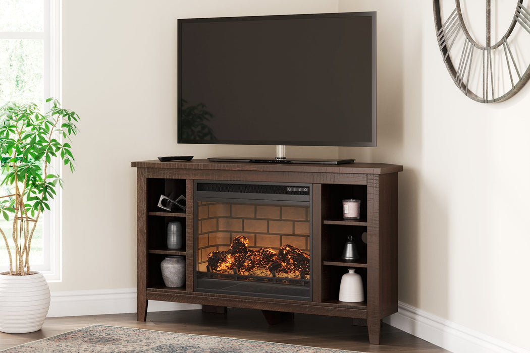 Camiburg Corner TV Stand with Electric Fireplace - Affordable Home Luxury