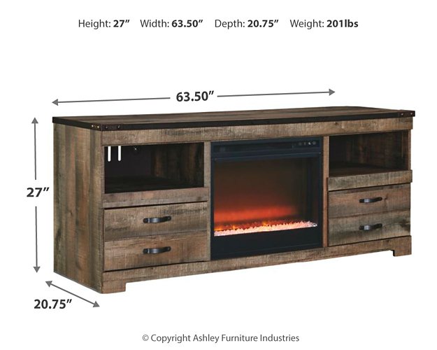 Trinell 63" TV Stand with Electric Fireplace - Affordable Home Luxury